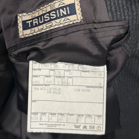 VTG Trussini Suit Set Linea Nuova Wool Blend Gray Pinstripe Two Piece Mens 52 6L - Picture 13 of 14
